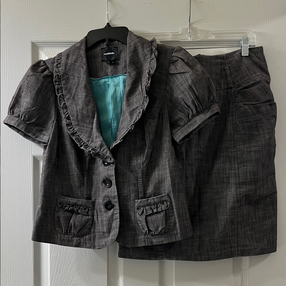 Gray Women's Skirt Suit Set